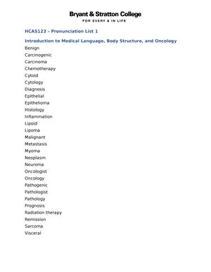 HCAS123 Proofreading Final HCAS123 Healthcare Terminology Week 7