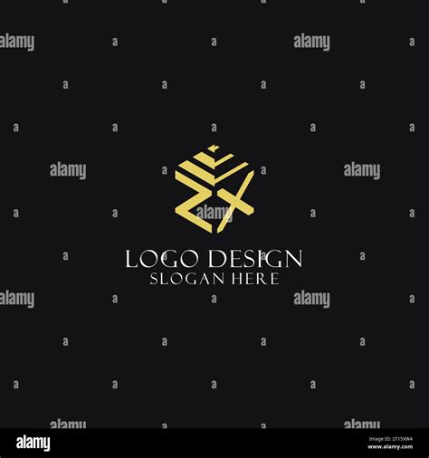 ZX Initial Monogram With Hexagon Shape Logo Creative Geometric Logo