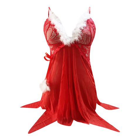 Kcodviy Womens Santa Christmas Lingerie Set With Garter Belts Lace