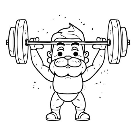 Premium Vector Cartoon Fat Old Man Lifting A Barbell