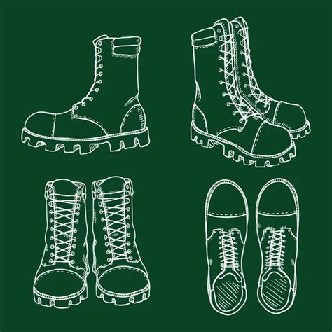 Vector Set Of Cartoon Army Boots Illustration Stock Vector Image By