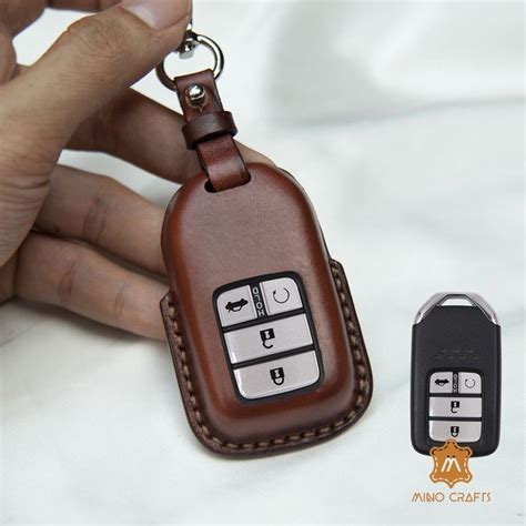 Leather Car Key Fob Cover Compatible With 2013 2021 Honda Accord Blue Key Fob Cover For Honda