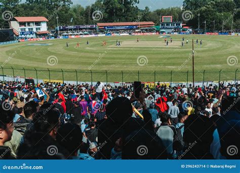 Nepali Cricket Fans Watching Match In Tu Ground Editorial Stock Image