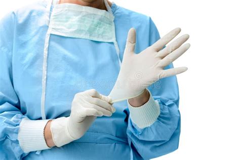 Doctor Putting On Medical Gloves Stock Photo Image 32706158