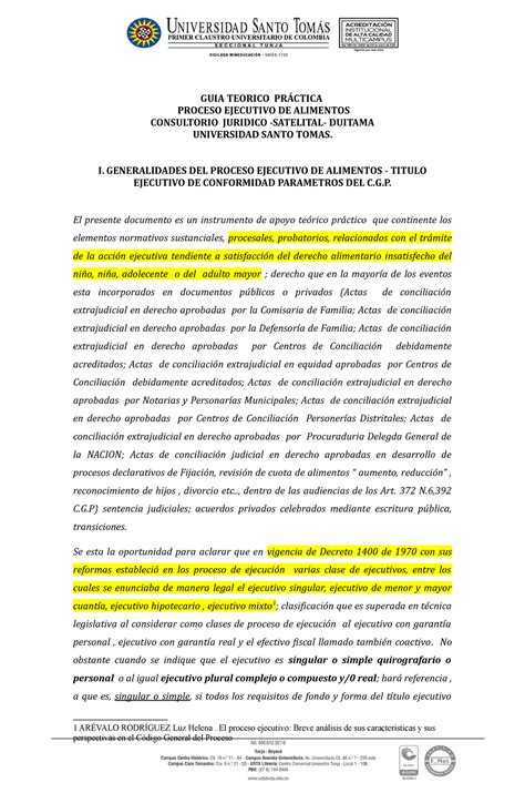 GUIA Teorico Práctica - GUIA TEORICO PRÁCTICA PROCESO EJECUTIVO DE ALIMENTOS CONSULTORIO