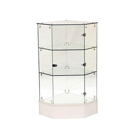 Frameless Glass Corner Display Cabinet With Locking Door Subastral