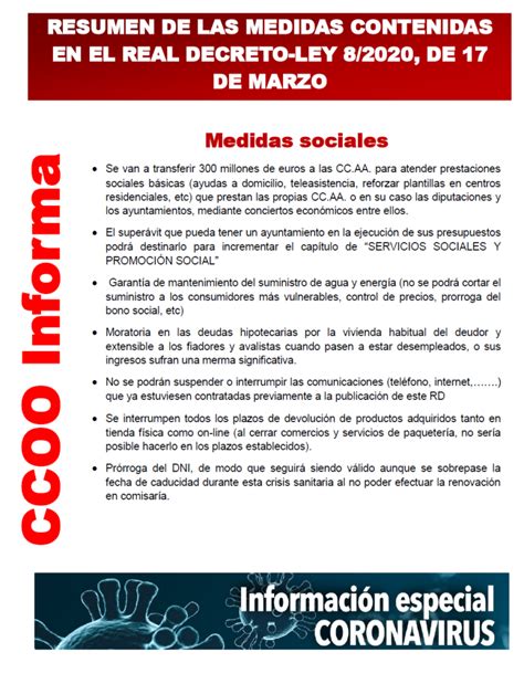 Resumen De Las Medidas Laborales Del Real Decreto Ley 8 2020 Agenda