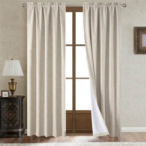 Loyolady Natural Linen Blackout Curtains 102 Inches Long 2