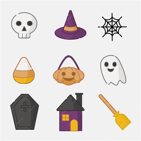 Conjunto De Iconos De Halloween Vector Premium