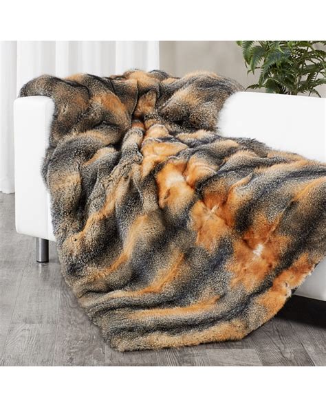 Full Pelt Grey Fox Fur Blanket For Luxurious Home Decor At