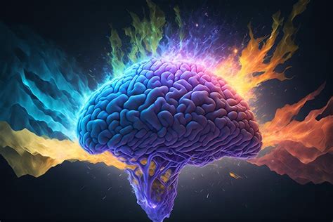 Explosión de un cerebro humano con fondo colorido concepto de salud