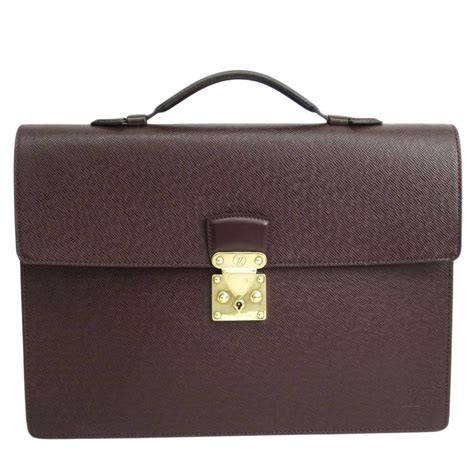 Louis Vuitton Brown Leather Gold Slide Lock Mens Briefcase Attache