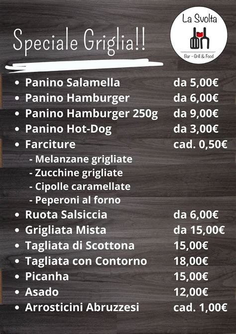 Menu Da La Svolta Pub Bar Gaggiano