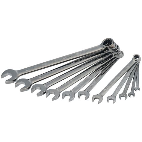 SAE Gunmetal Chrome Long Panel Wrench Set 11 Pc CRAFTSMAN