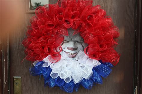 Clown Wreath Halloween Decor Pennywise Wreath Evil Clown Wreath