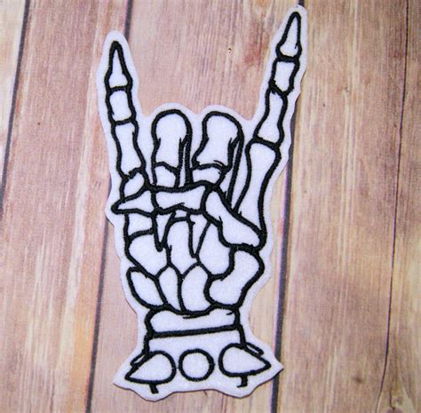 Rock And Roll Devil Horns Skeleton Hand Bones Iron On Etsy