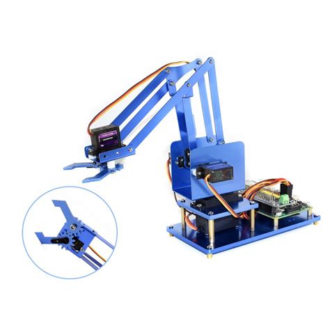 4-DOF Metal Robot Arm Kit for Raspberry Pi, Bluetooth / WiFi Remote Control