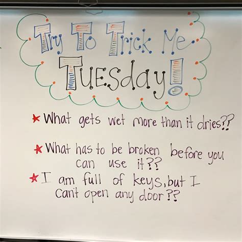 Tuesday Whiteboard Messages Responsive Classroom Daily Writing Prompts