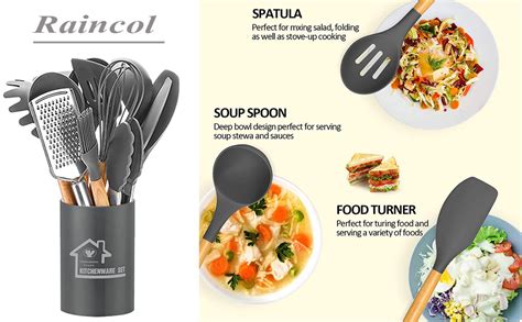 Silicone Cooking Utensils Set Raincol 34 Pieces Kitchen Utensils