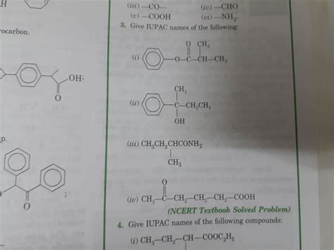 NCERT Textbook Solved Problem 4 Give IUPAC Names Of The Following Comp