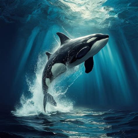 Premium Photo A Dolphin And A Whale In The Water With The Sun Behind Them