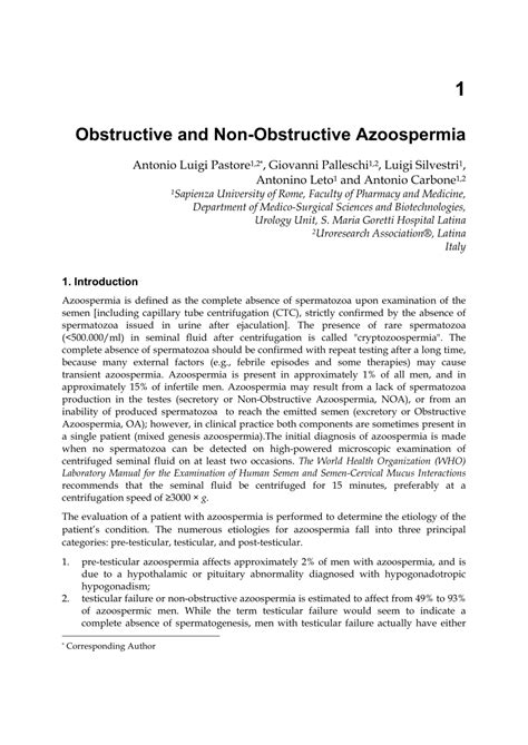 (PDF) Obstructive and Non-Obstructive Azoospermia