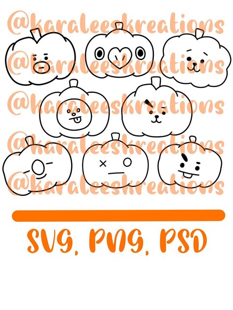 Bt21 Pumpkins Halloween Doodles Svg Png Psd For Cricut Silhouette