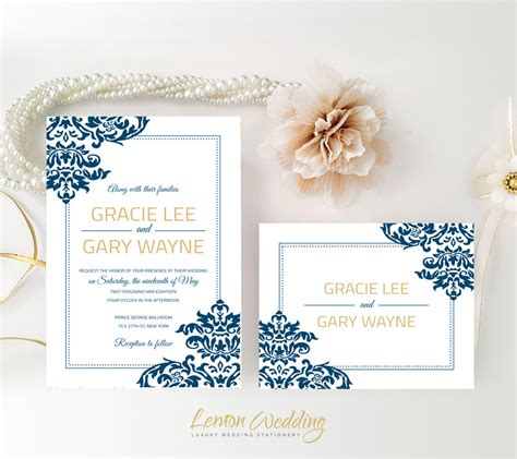 Navy Blue Wedding Invitations - LemonWedding