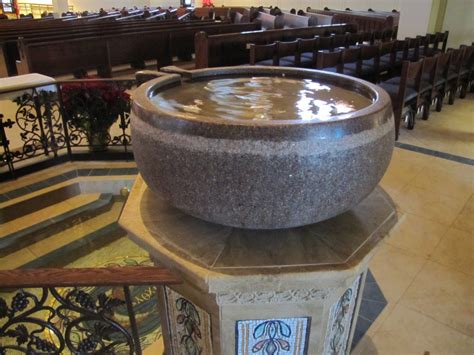 St Johns Catholic Church Baptismal Font Old World Stone Carving