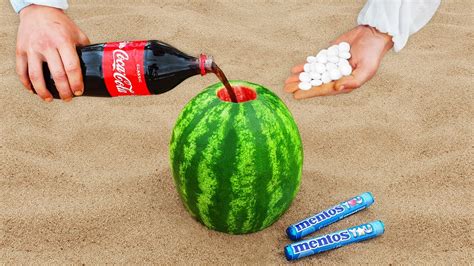 Coke And Mentos Vs Watermelon 20 Best Coca Cola Experiments Youtube