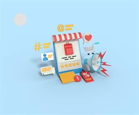 Premium PSD 3d Illustration Of Online Shop App On Phone