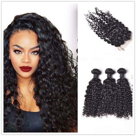 Brazilian Virgin Hair Water Wave With Lace Closure Brazilian Hair Weave