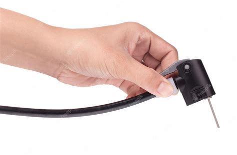Premium Photo Hand Holding Head Bellows Tire Black Line Isolated On
