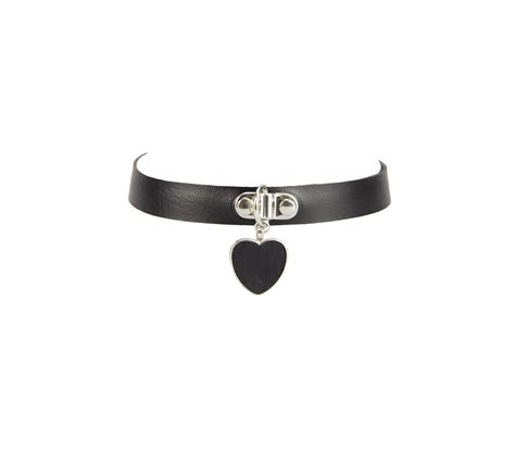 Faux Leather Choker With Heart Shaped Faux Leather Pendant Play And Pleasure