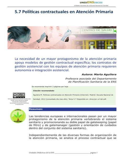 N Pol Ticas Contractuales En Atenci N Primaria Pdf