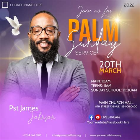 Palm Sunday Service Flyer Template Postermywall