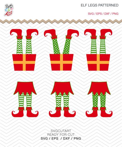 Elf Legs Patterned Christmas Frame Dxf Svg Eps Png Vinyl Etsy