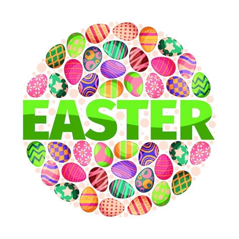 Premium Vector Easter Background Circle Round Decoration Template