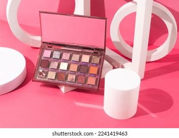 Eyeshadow Palette On Pink Background Eye Stock Photo 2241419463 ...