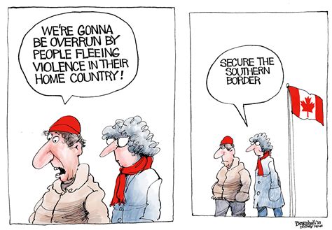 Political cartoon U.S. Canada immigration migrant caravan southern ...