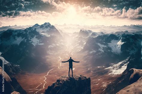 Person Standing On Top Of A Mountain Looking Out At A Vast Landscape