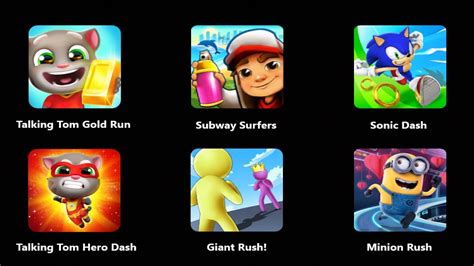 Talking Tom Gold Run Subway Surfers Sonic Dash Talking Tom Hero Dash