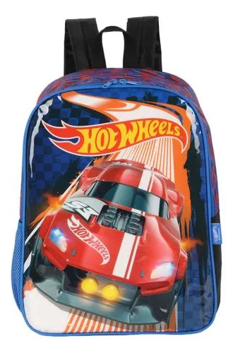 Mochila De Costas Hot Wheels Infantil Escolar Luxcel Cor Azul Parcelamento Sem Juros