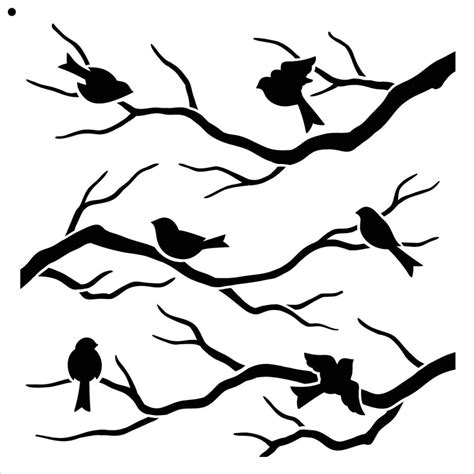 Birds Tree Branches Stencil By Studior12 Reusable Mylar Template