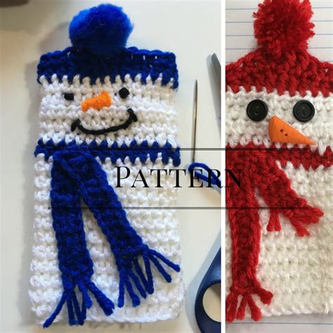 Snowman Fingerless Glove Crochet Pattern Etsy