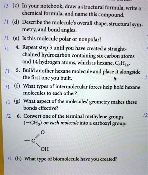 SOLVED 3 C In Your Notebook Draw A Structural Formula Write A