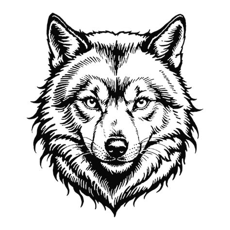 Premium Vector Wolf Hand Drawn Engraved Ink Line Art Sketch Illustration