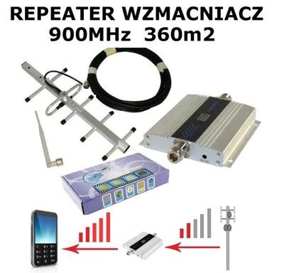 WZMACNIACZ REPEATER GSM 900MHz 360m2 ANTENA YAGI 6430787801