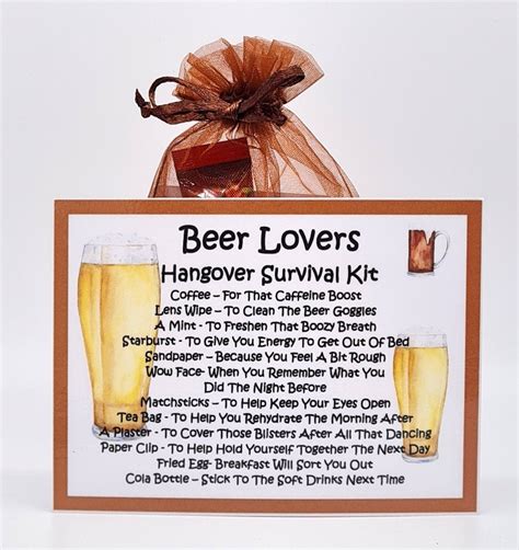 Beer Lovers Hangover Survival Kit Fun Novelty Gift Card Etsy UK