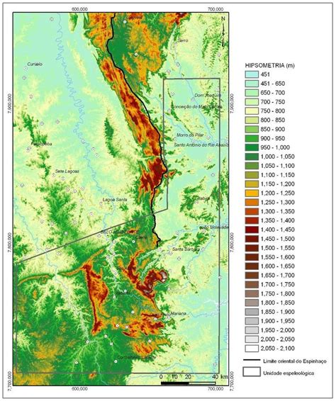 Mapa Hipsométrico Da Unidade Espeleológica Qf Conceição Destacando O Download Scientific